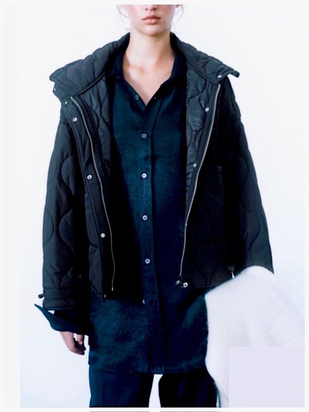 Zara Black Water Repellent Puffer Jacket Size Medium